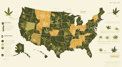 Map showing how much is a pound of weed by state based on market trends and legality.