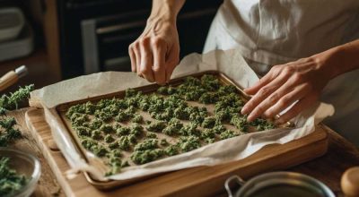 Decarboxylation is the first step in how do you process cannabis to put in cookies—this image shows how to activate THC using oven heat.
