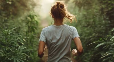 Runner enjoying outdoor workout combining weed and gym for better focus and endurance